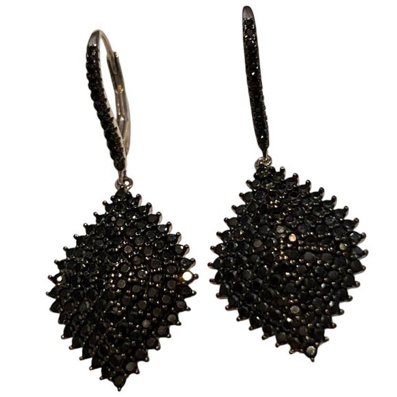 Elegant Vintage 925 And Onyx Dangle Earrings - Picture 1 of 5